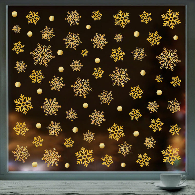 🎄 Yellow Snowflake Window Stickers – Festive Christmas Static Cling Glass Decor ❄️✨ Kawaii Stickers