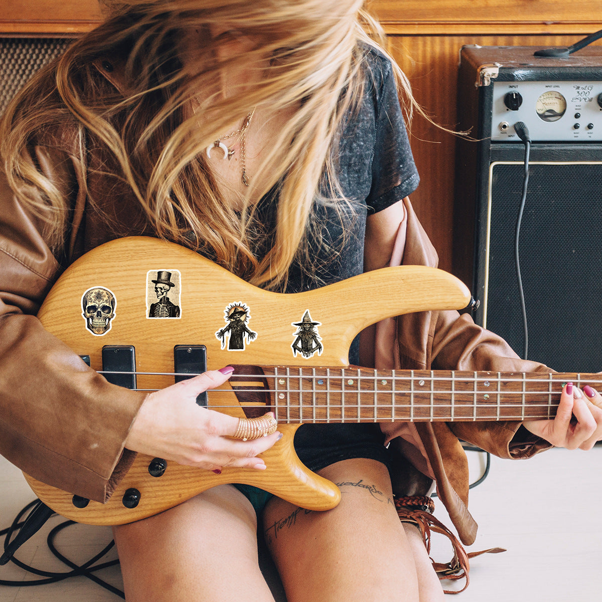 🎃 50pcs Nordic Gothic Halloween Stickers – Waterproof PVC Vinyl Decals for Laptop, Water Bottle & Holiday Decor Kawaii Stickers