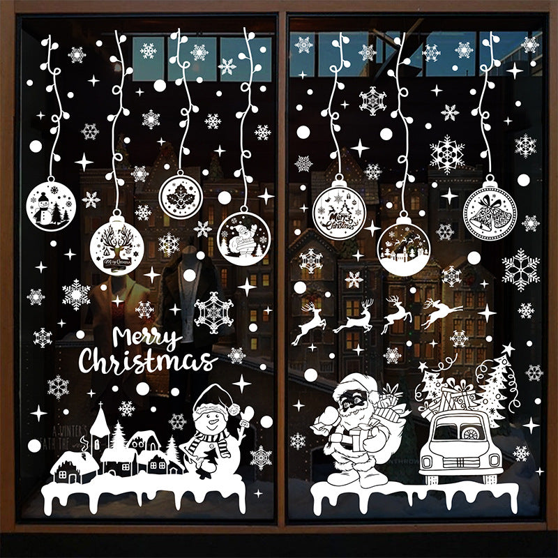 Snowflake Window Stickers ❄️ Christmas Reindeer & Santa Static Cling Stickers for Windows | Large Snowflake Stickers Window Decor Kawaii Stickers