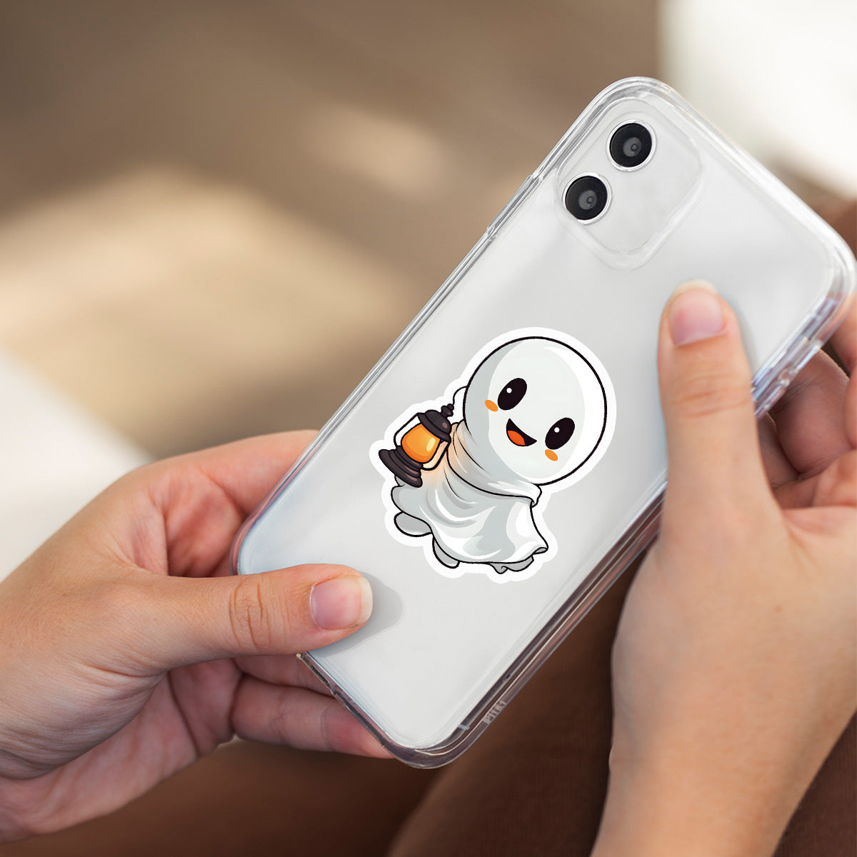 🎃 50pcs Cute Halloween Stickers – Ghost & Pumpkin Waterproof Vinyl Decals for Laptop, Skateboard, Water Bottle Kawaii Stickers