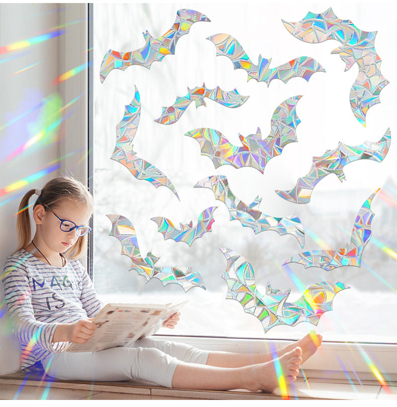 Halloween Stickers – Holographic Bat Suncatcher PVC Decals 🦇