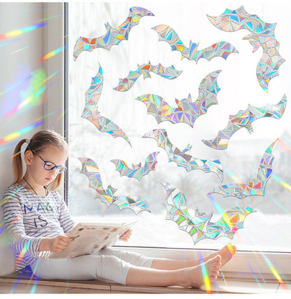 Halloween Stickers – Holographic Bat Suncatcher PVC Decals 🦇