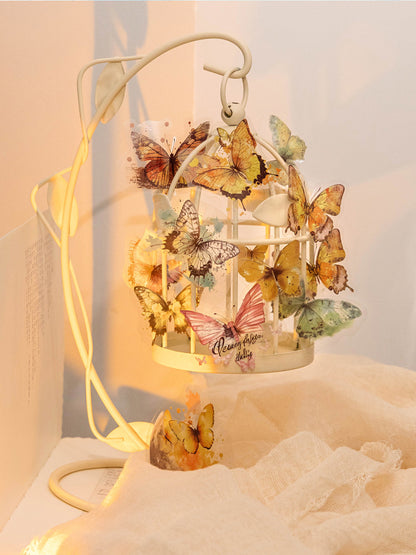 40PCS Butterfly Sticker Book – White Ink & Color Ink Botanical Collection – Scrapbook & Journal Vinyl Decals Kawaii Stickers