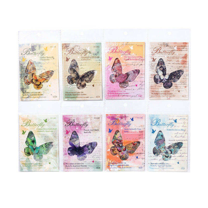 40PCS Butterfly Sticker Book – White Ink & Color Ink Botanical Collection – Scrapbook & Journal Vinyl Decals Kawaii Stickers