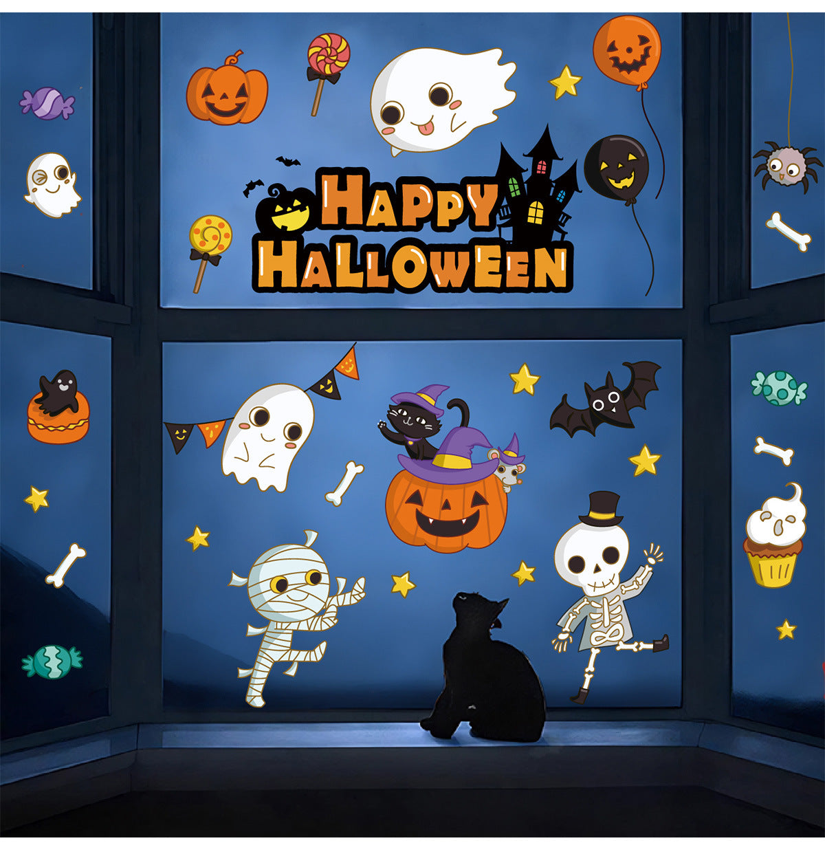 Halloween Stickers – Cute  Scary Static Window Decals 🎃
