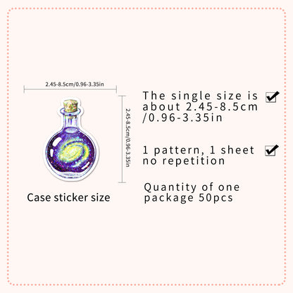 ✨ 50 pcs Holographic Stickers Halloween Witch Stickers – Magic Laser PVC Waterproof Set ✨🎃🧙‍♀️ Kawaii Stickers