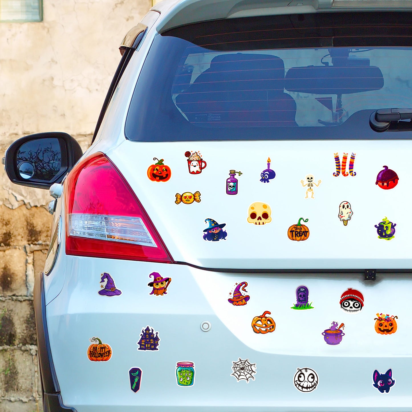 Halloween Stickers – 50Pcs Cute Ghost, Spider & Bat Cartoon DIY Stickers