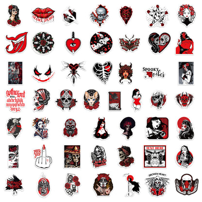 🎃 Halloween Stickers | 100 Gothic Red Waterproof Halloween Sticker Set