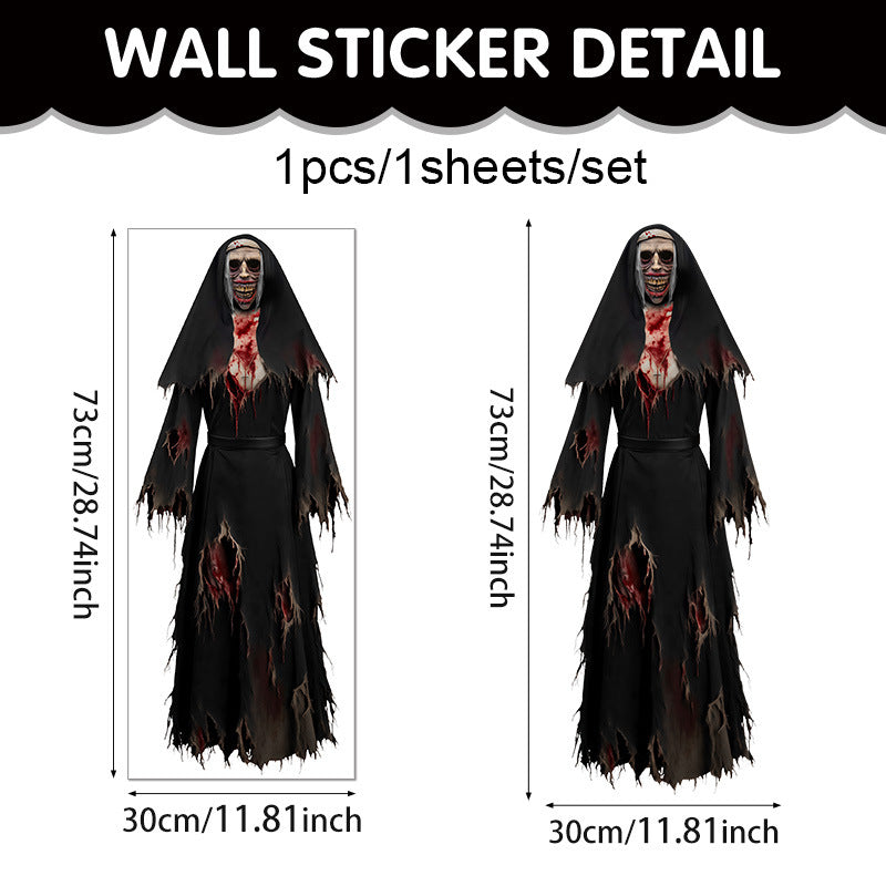 🎃 Halloween Stickers Ghost Witch Silhouette Party PVC Self-Adhesive Wall Decals 👻 Ghost Stickers B*1set Kawaii Stickers