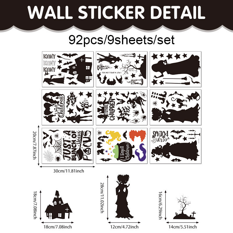 🎃 Halloween Stickers Ghost Witch Silhouette Party PVC Self-Adhesive Wall Decals 👻 Witch Stickers D*1set Kawaii Stickers