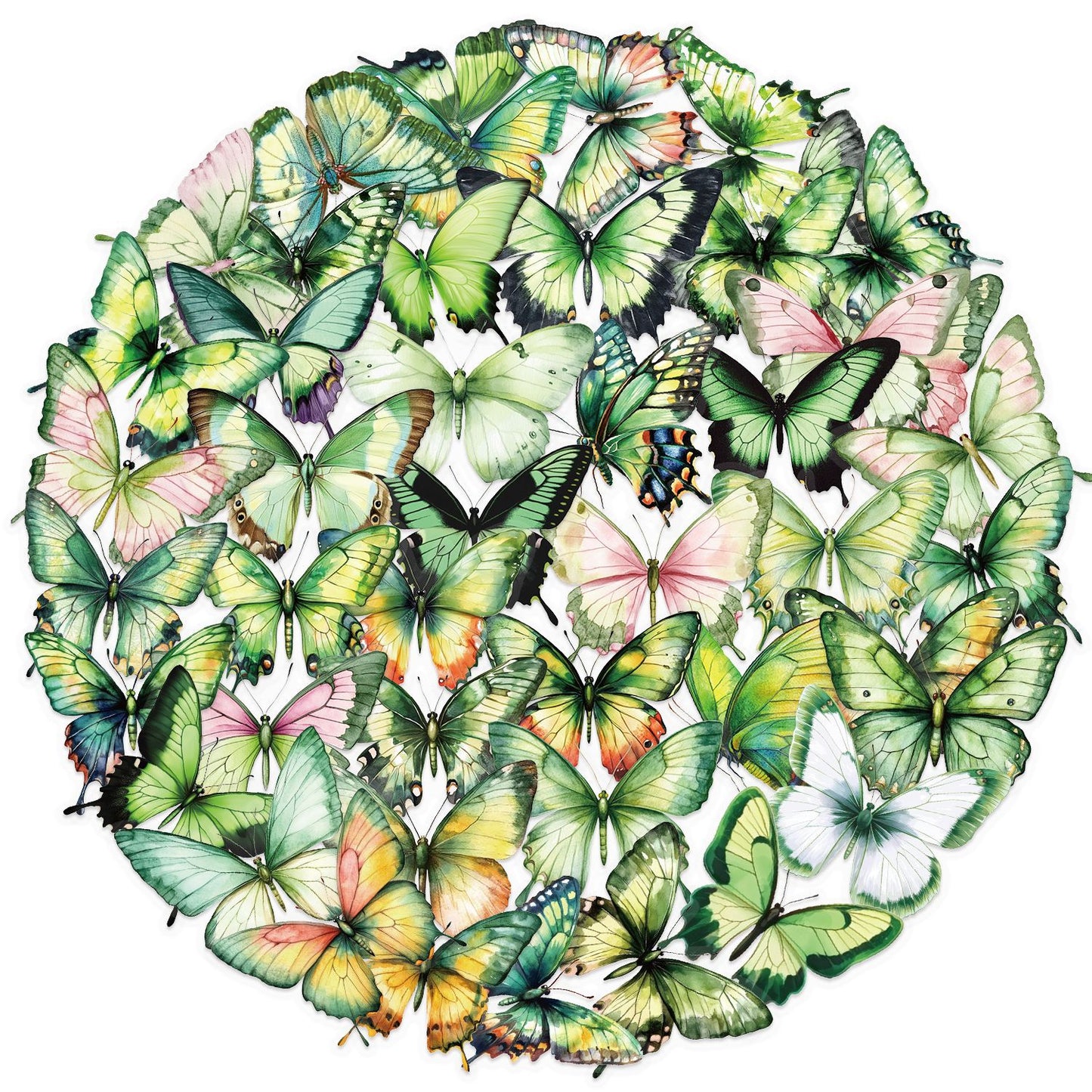 🦋🌈 50pcs Colorful Transparent Butterfly Stickers | Waterproof PET Stickers for Journals, Notebooks, Cups ☕, Guitars & DIY Crafts 🎨✨ Kawaii Stickers