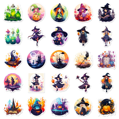 Halloween Stickers – 50pcs Magical Witch DIY Stickers
