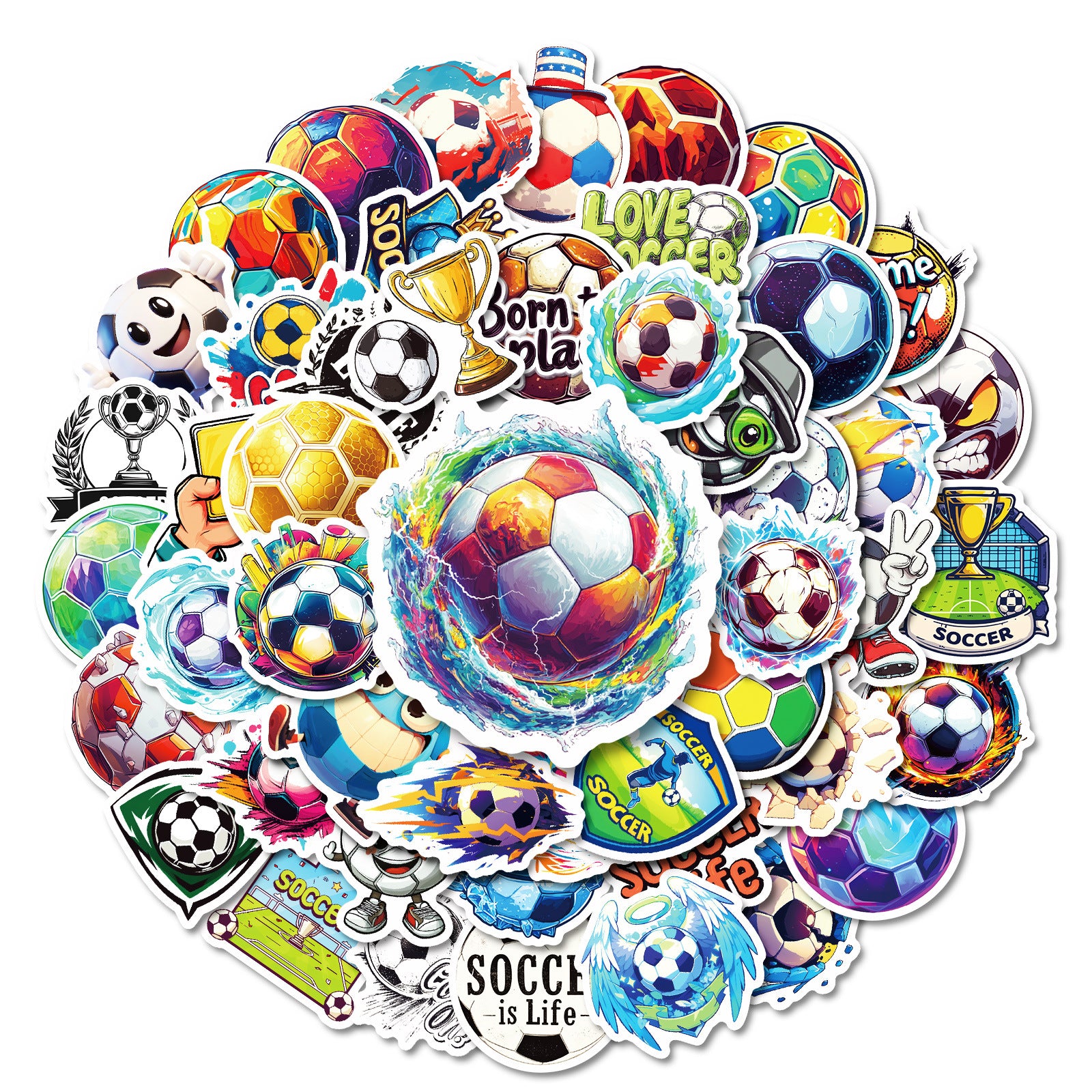 50PCS Football Stickers ⚽ Graffiti Sport Pack – Waterproof & Cool Kawaii Stickers