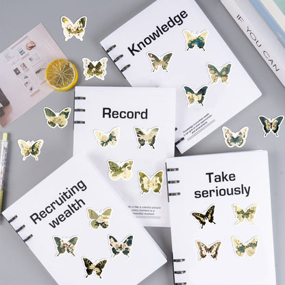 🦋🎨50pcs Ink-Style Butterfly Stickers Book | Waterproof PET Oriental Art Stickers for Journals, Notebooks, Water Cups ☕ & DIY Crafts Kawaii Stickers
