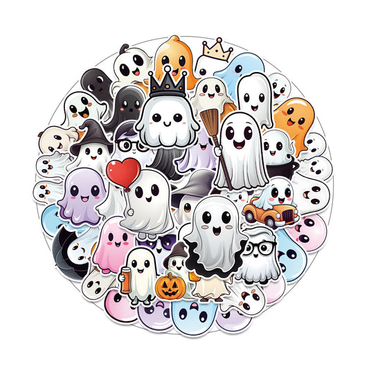 Halloween Stickers Set –Cute Ghost Designs for DIY Lovers (50pcs)