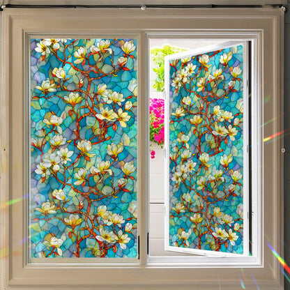 🌸 Holographic White Magnolia Branch Window Stickers – Bright & Elegant 🌸 Kawaii Stickers