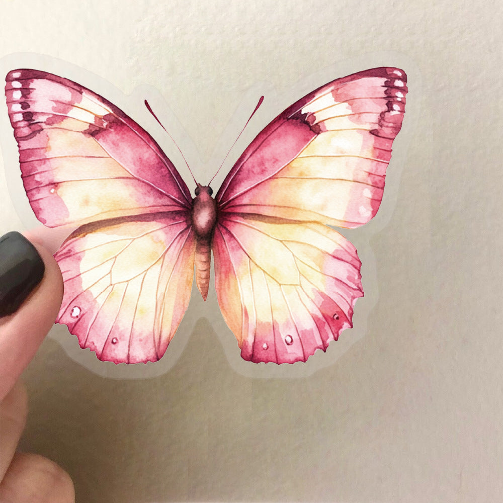 🦋🌈 50pcs Colorful Transparent Butterfly Stickers | Waterproof PET Stickers for Journals, Notebooks, Cups ☕, Guitars & DIY Crafts 🎨✨ Kawaii Stickers