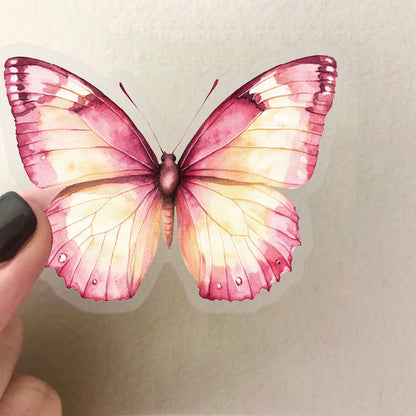 🦋🌈 50pcs Colorful Transparent Butterfly Stickers | Waterproof PET Stickers for Journals, Notebooks, Cups ☕, Guitars & DIY Crafts 🎨✨ Kawaii Stickers
