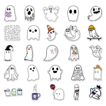 Halloween Stickers - 50Pcs Cute Ghost Pack for DIY Fun 🎃
