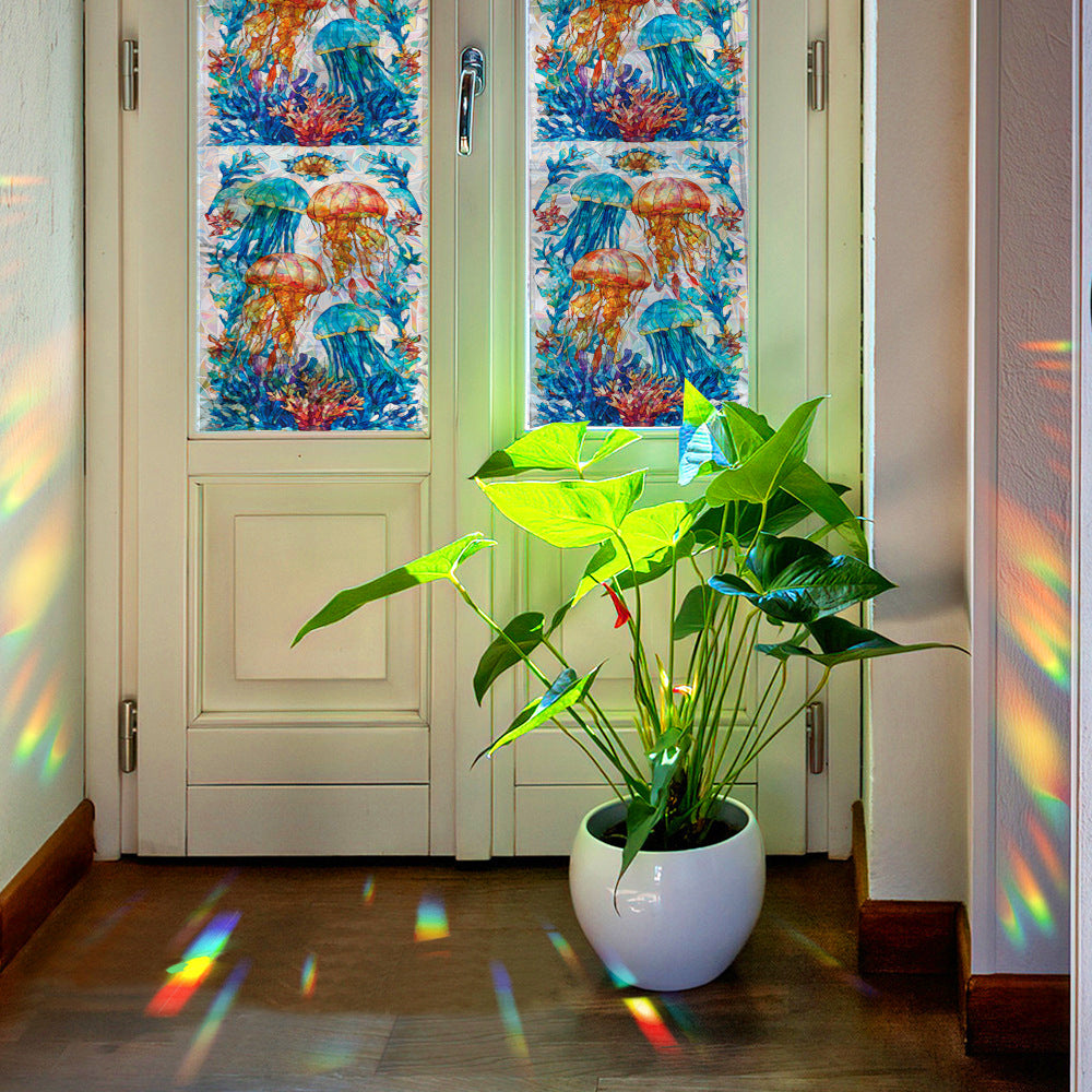 🌊 Holographic Dreamy Jellyfish & Coral Window Stickers – Ocean Vibes for Your Bathroom 🌊 Kawaii Stickers