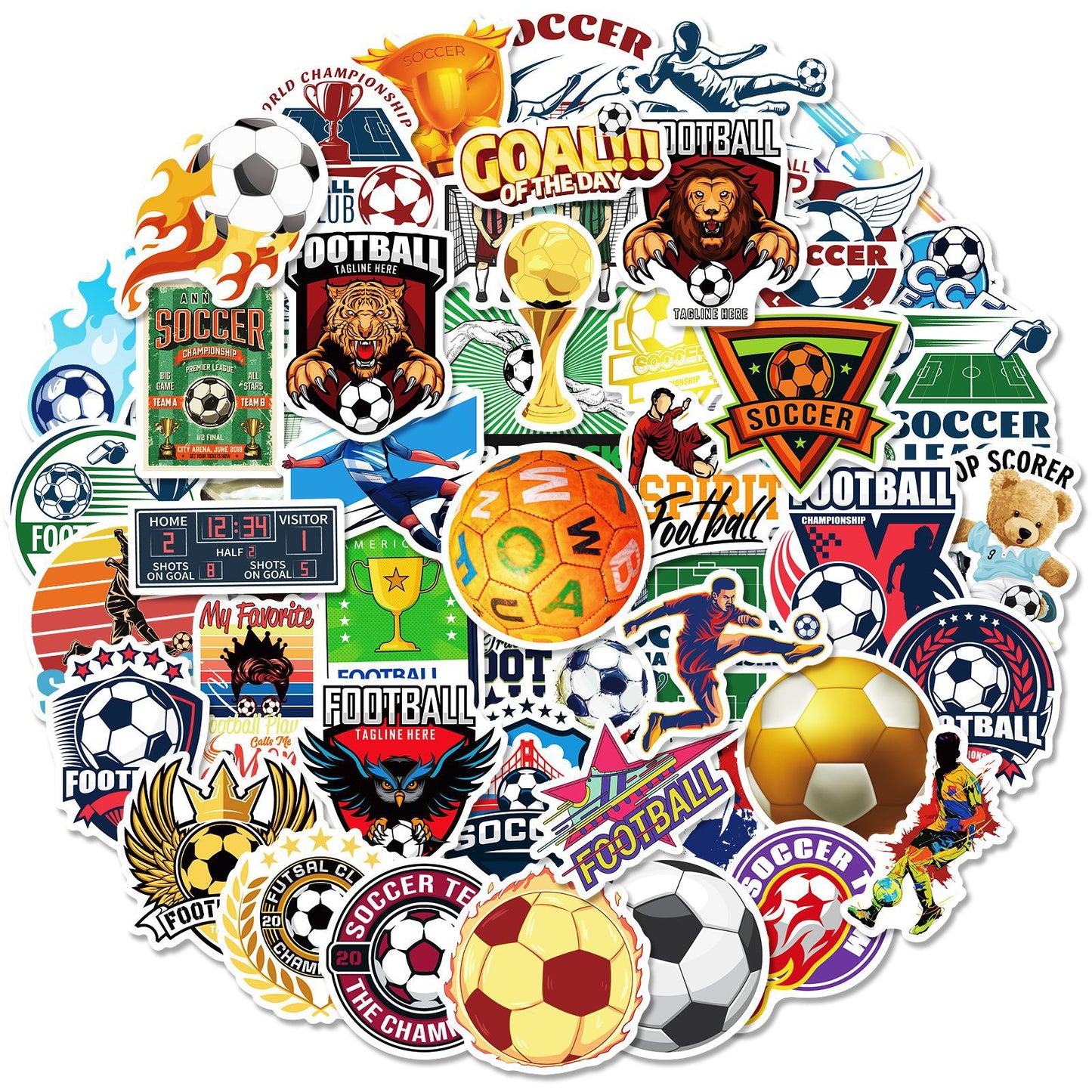⚽ 50PCS New Cartoon Football Stickers – Waterproof PVC Kawaii Collection 🏆✨ 50PCS Football Stickers Kawaii Stickers