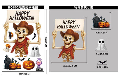 💀 Halloween Skull & Pumpkin Glass Window Stickers – Spooky Fun Decor 🎃 Kawaii Stickers