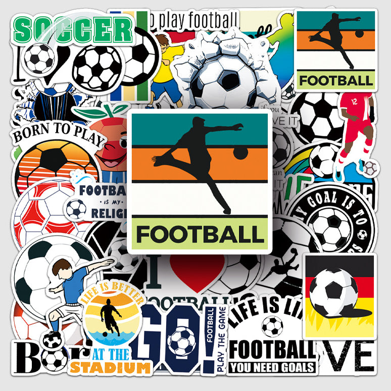 Football Stickers – 50Pcs Sport Designs – High-Definition Waterproof PVC – For Water Bottles, Laptops, Skateboards, Suitcases, Phones – Kawaii Stickers Kawaii Stickers