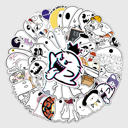 Halloween Stickers - 50Pcs Cute Ghost Pack for DIY Fun 🎃