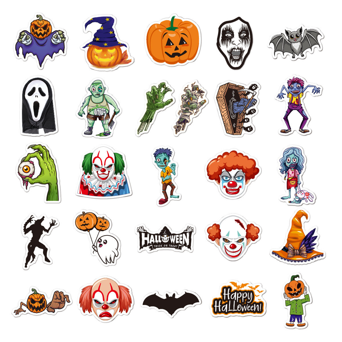 🕸️ Halloween Stickers Cartoon Graffiti Holographic Vinyl Set – 50PCS 🎃👻✨ Kawaii Stickers