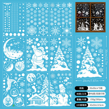 Snowflake Window Stickers ❄️ Christmas Reindeer & Santa Static Cling Stickers for Windows | Large Snowflake Stickers Window Decor Kawaii Stickers