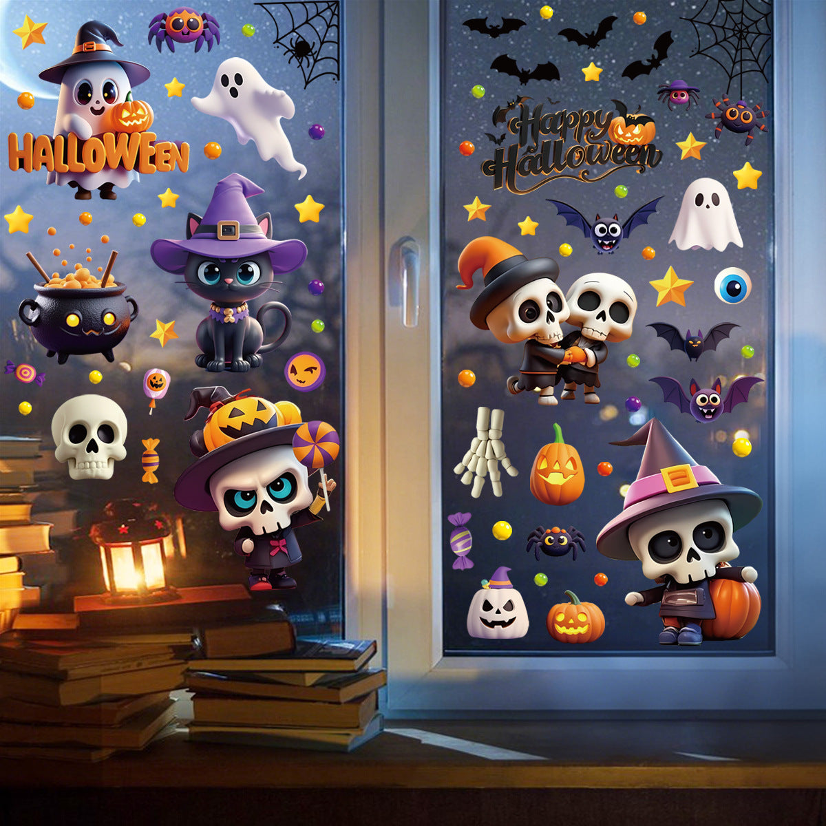 Spooky Halloween Window Stickers – Bats, Pumpkins & Ghosts 🎃🕸️ Kawaii Stickers