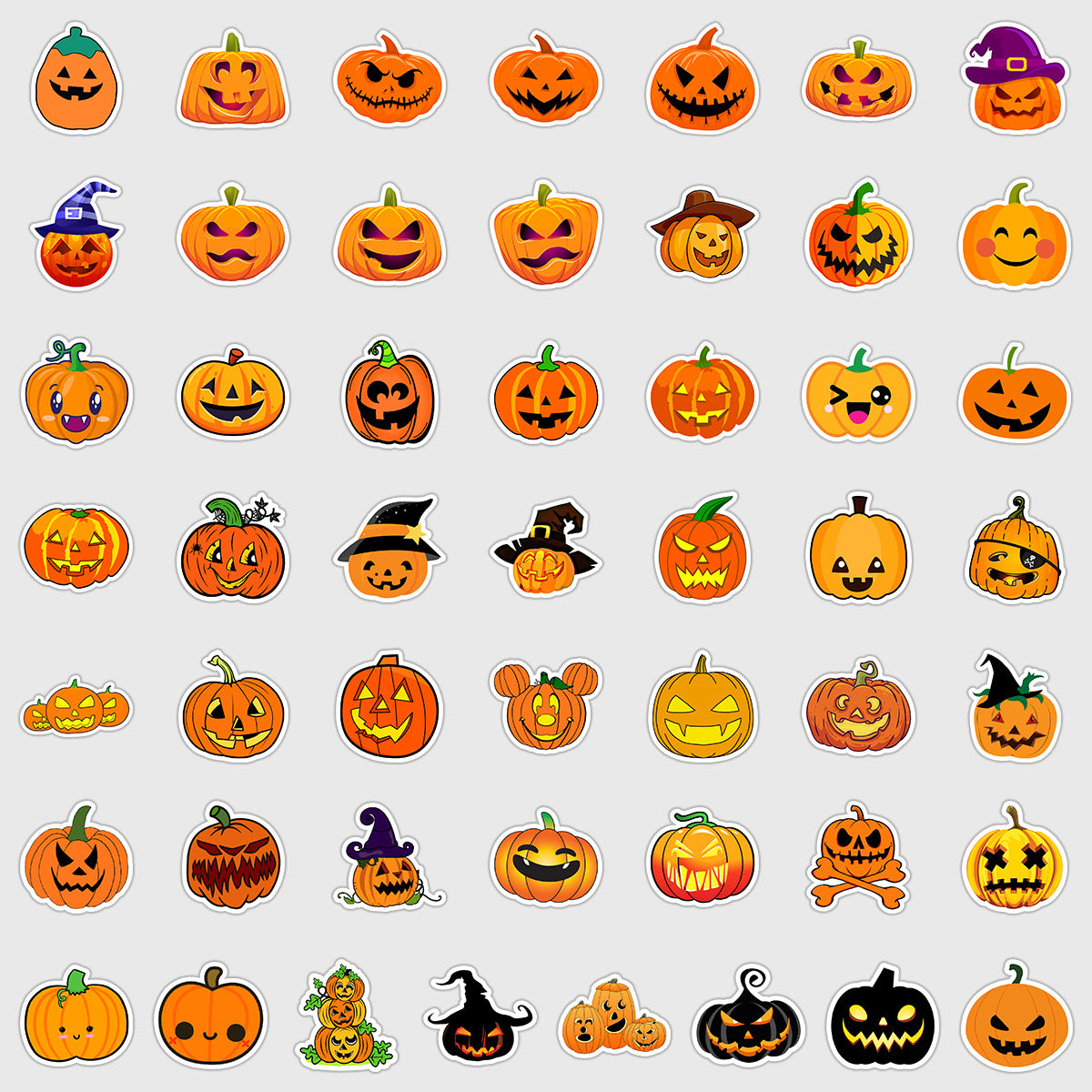 🎃 50pcs Halloween Pumpkin Stickers – Waterproof Vinyl Decals for Cars, Phones, Water Bottles & Holiday Decoration Kawaii Stickers