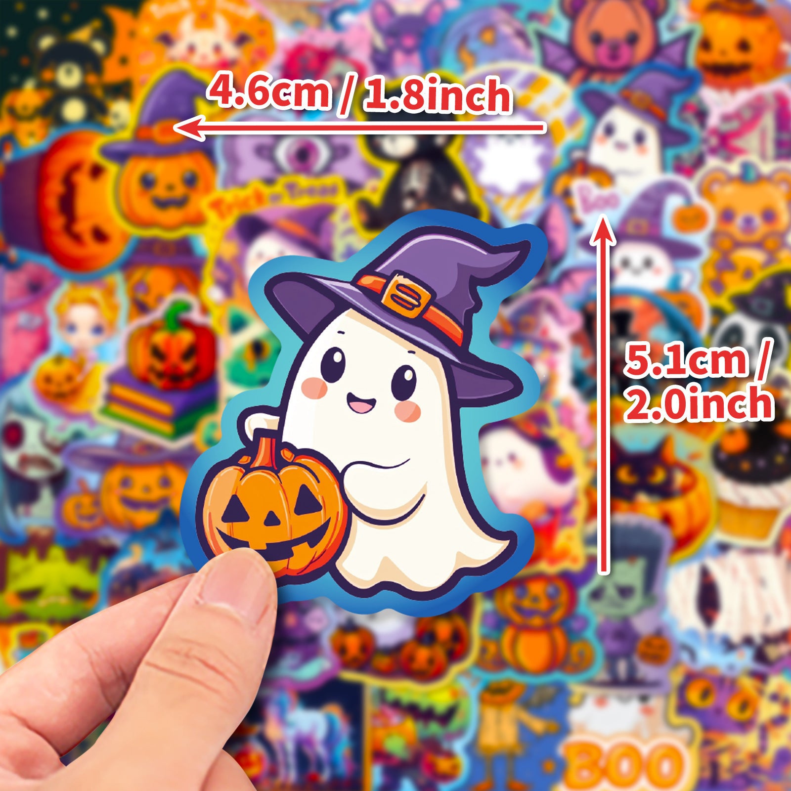 50pcs Halloween Graffiti Stickers – Dark Cute Ghost, Pumpkin, Bat & Castle Vinyl Decals for DIY, Luggage, Laptop & Water Bottles Kawaii Stickers