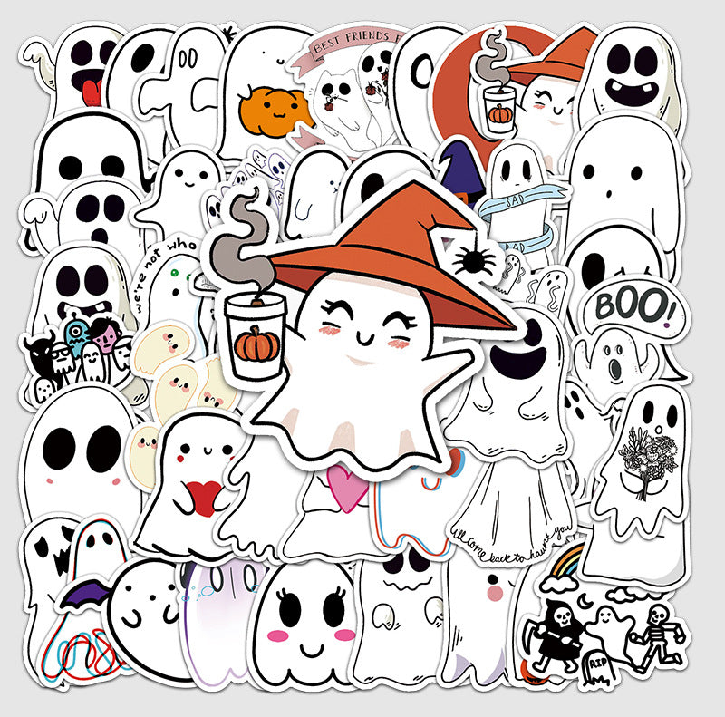 Halloween Stickers – Spooky Ghost Graffiti Decals 50pcs
