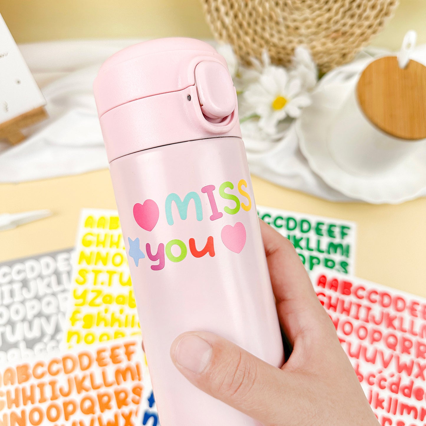 10PCS 0.5 Inch English Alphabet Stickers Small Size Decorative Scrapbook Letter Stickers Waterproof Stickers Kawaii Stickers