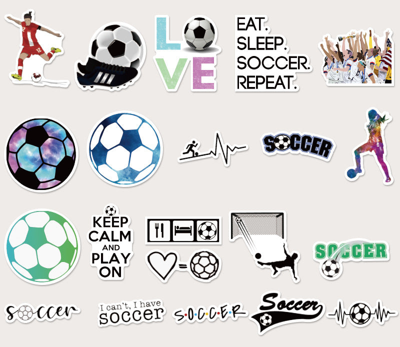 Football Stickers – 50PCS Cartoon Sports Graffiti – Waterproof PVC – Laptop, Water Bottle & Luggage Decor – Kawaii Stickers Kawaii Stickers