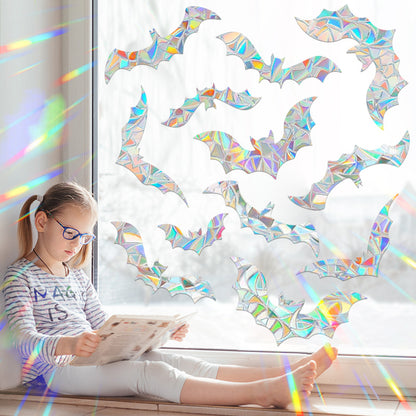 Halloween Stickers – Holographic Bat Suncatcher PVC Decals 🦇