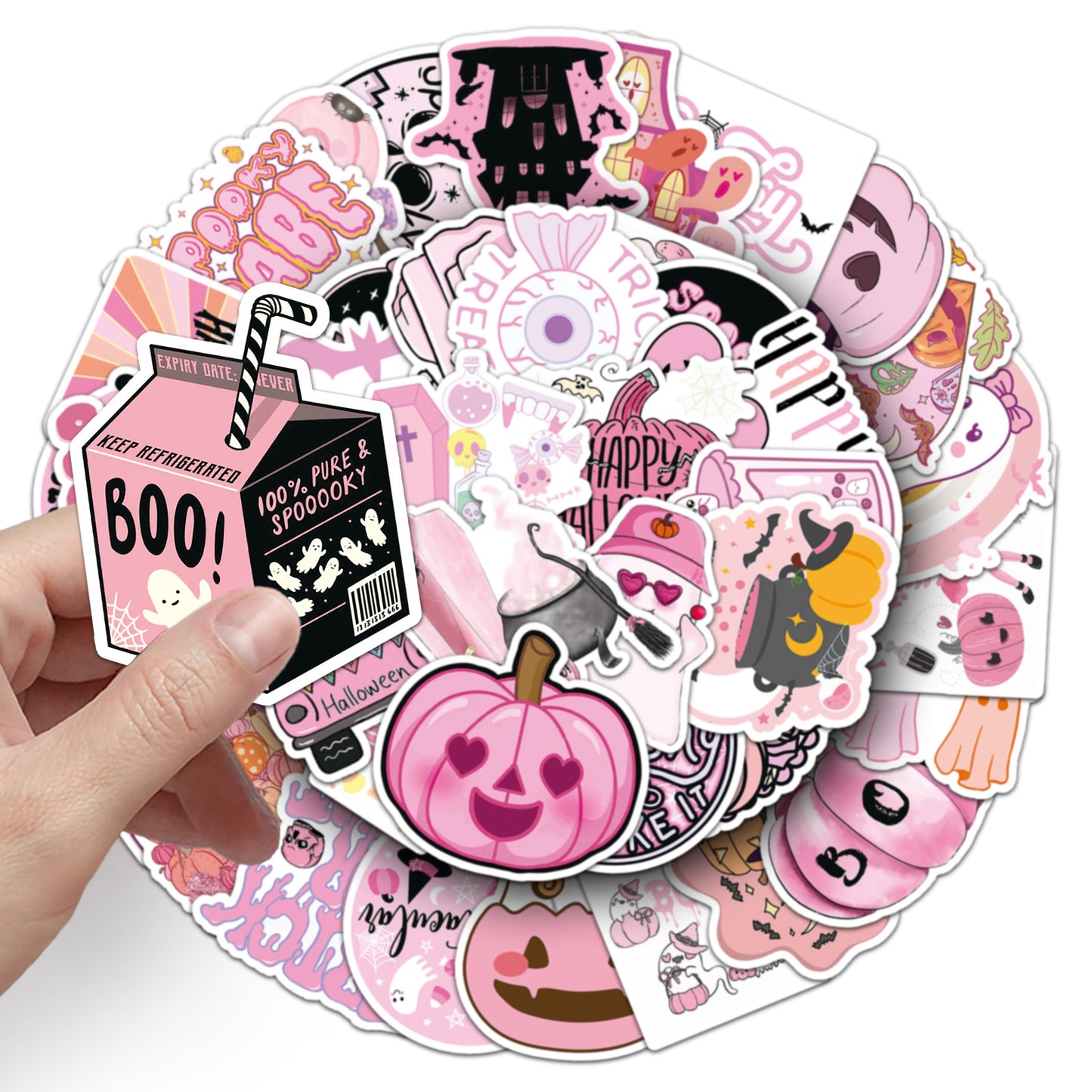 Halloween Stickers | 50pcs Pink Halloween Cute Sticker Set for DIY & Decoration