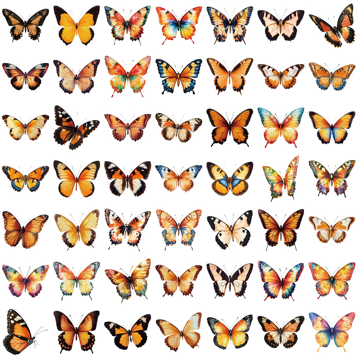🦋🌈 50pcs Colorful Transparent Butterfly Stickers | Waterproof PET Stickers for Journals, Notebooks, Cups ☕, Guitars & DIY Crafts 🎨✨ Kawaii Stickers