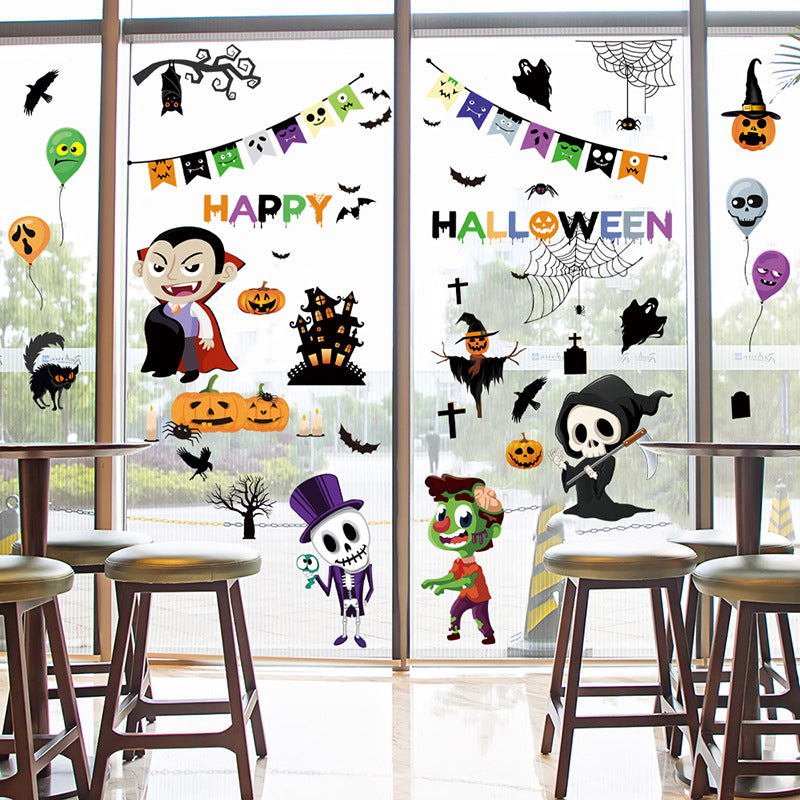 Halloween Window Stickers-Spooky Haunted Castle – Double-Sided Static Cling Ghost, Pumpkin & Zombie Glass Décor 👻🕸️ Kawaii Stickers