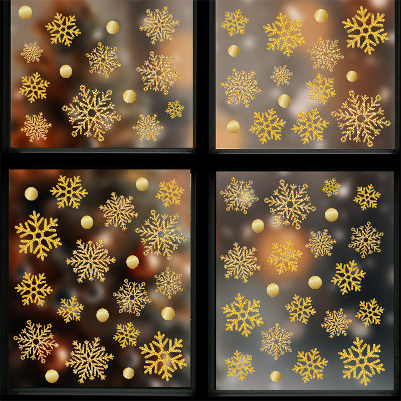 🎄 Yellow Snowflake Window Stickers – Festive Christmas Static Cling Glass Decor ❄️✨ Kawaii Stickers