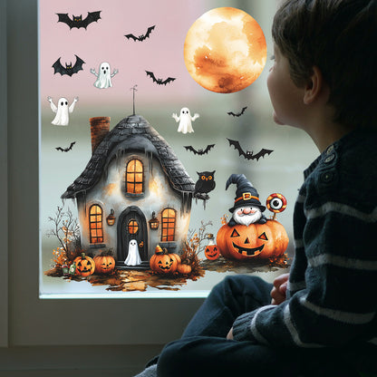 🎃 Halloween Painted House Static Window Stickers – No Glue, Just Spooky Fun 👻 Kawaii Stickers