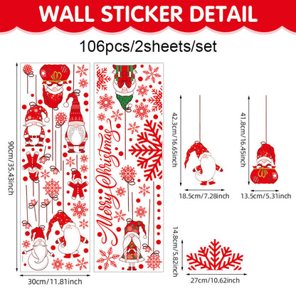 Christmas Snowman & Red Snowflake Window Stickers | Large Christmas Snowflake Stickers for Windows Kawaii Stickers