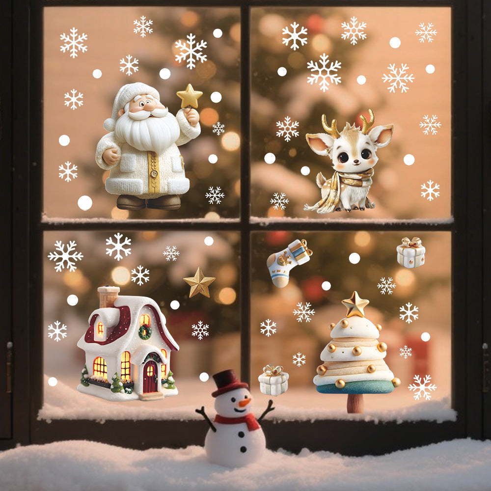 🎄 Christmas Snowflake Window Stickers – Santa, Reindeer & Tree Static Clings ❄️✨ Kawaii Stickers
