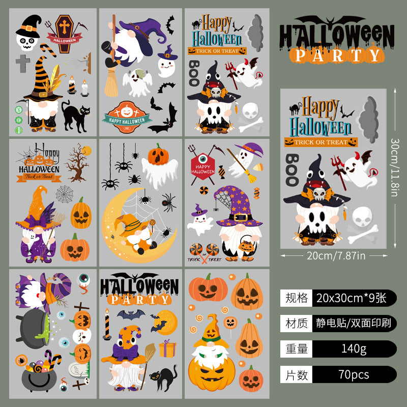 Halloween Window Stickers-Spooky Haunted Castle – Double-Sided Static Cling Ghost, Pumpkin & Zombie Glass Décor 👻🕸️ Kawaii Stickers