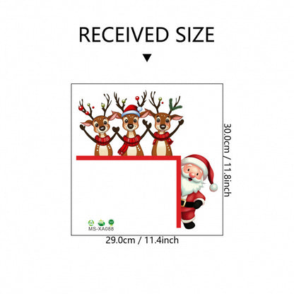 🎅 Large Cartoon Santa Claus Christmas Wall Stickers – Festive Reindeer & Christmas Tree Design 🎄✨ 30*30cm XA088 Kawaii Stickers