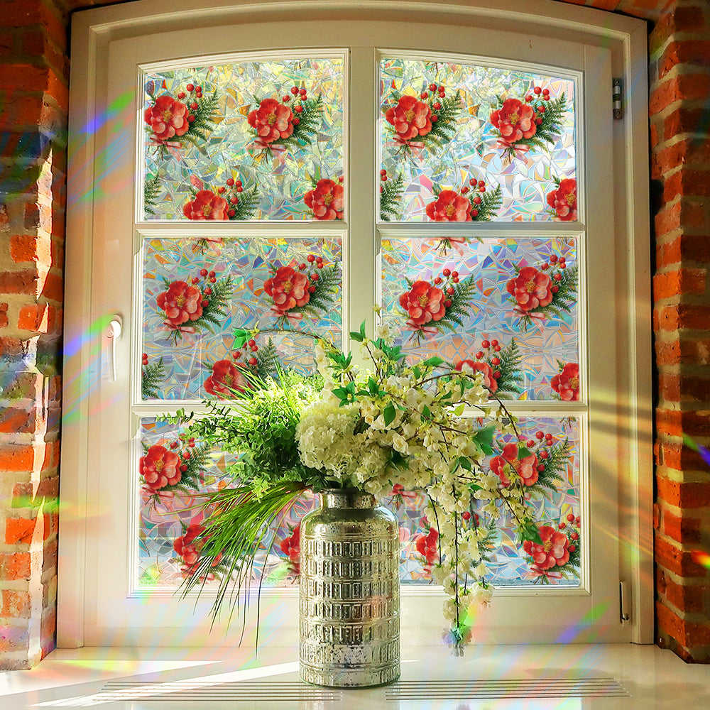 🌺 Holographic Red Flowers & Red Berries Window Stickers – Bright & Colorful 🌺 Kawaii Stickers