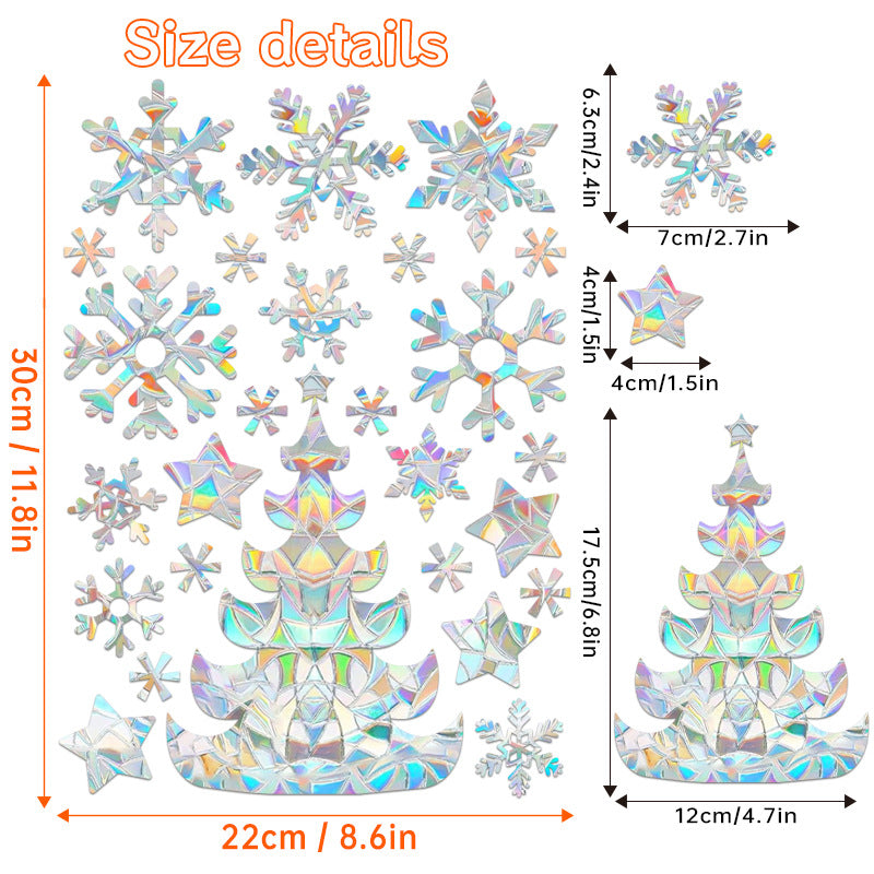 🎄 Holographic Snowflake Window Stickers – Christmas Reindeer & Festive Glass Decor ❄️✨ Kawaii Stickers