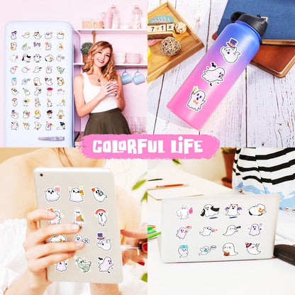 🎃 Halloween Stickers – 50pcs Cute Ghost Doodle Halloween Stickers Set