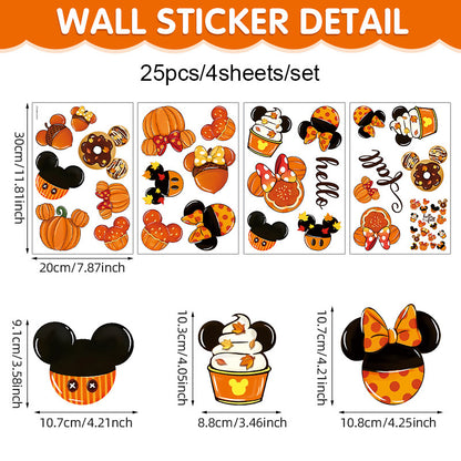 Happy Halloween Window Stickers – Ghosts, Pumpkins & Bats – Static-Cling PVC Wall & Glass Decals for Spooky Home Party Décor 👻🕷️🌙 E 20*30cm*4pcs Kawaii Stickers